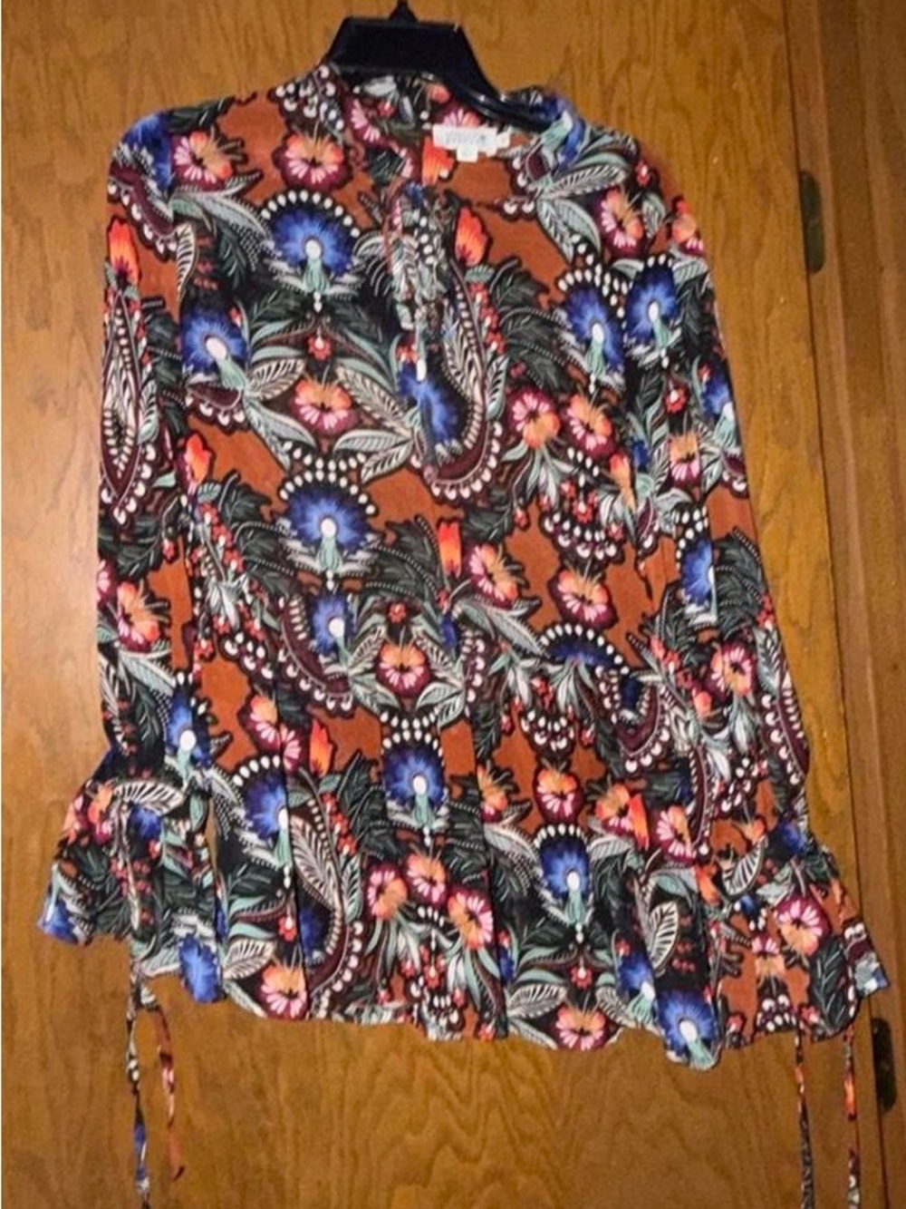 Women's Floral Ruffle Hem Skirt in Rust Multi